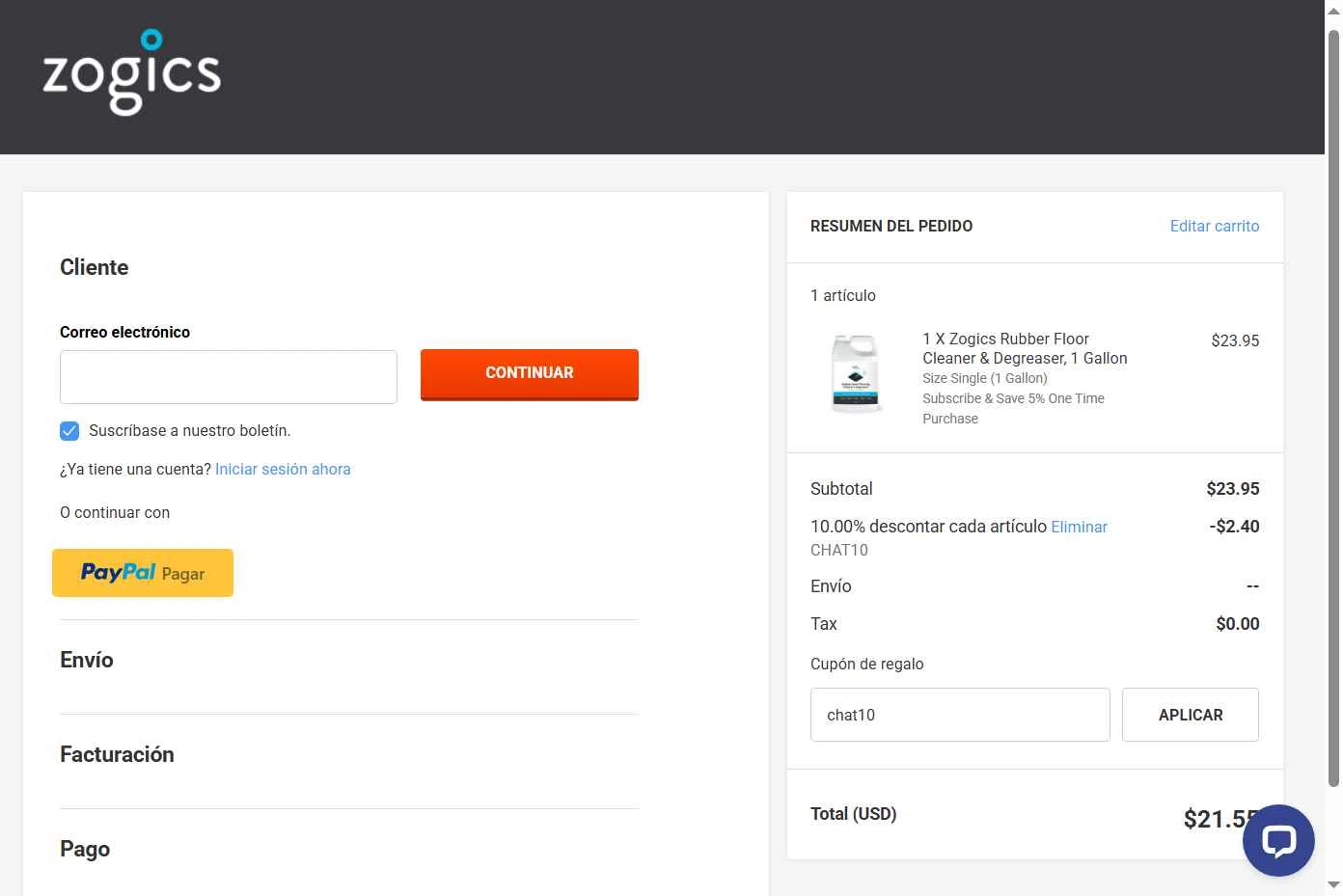 Zogics checkout page showing Zogics promo code box | Screenshot taken by SimplyCodes community member on Dec 29, 2025