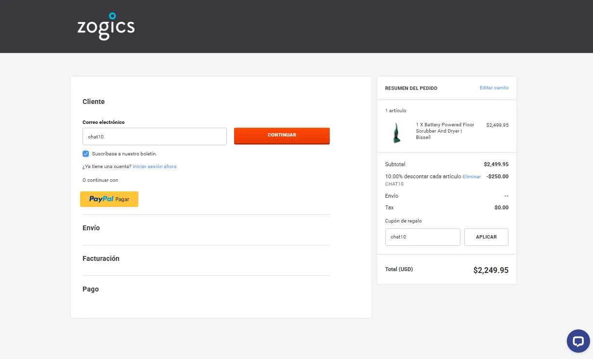 Zogics checkout page showing Zogics promo code box | Screenshot taken by SimplyCodes community member on Nov 30, 2025