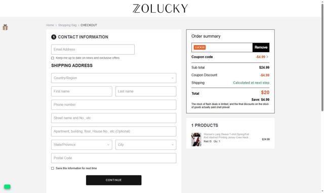 Zolucky checkout page showing Zolucky discount code box | Screenshot taken by SimplyCodes community member on Sep 13, 2025