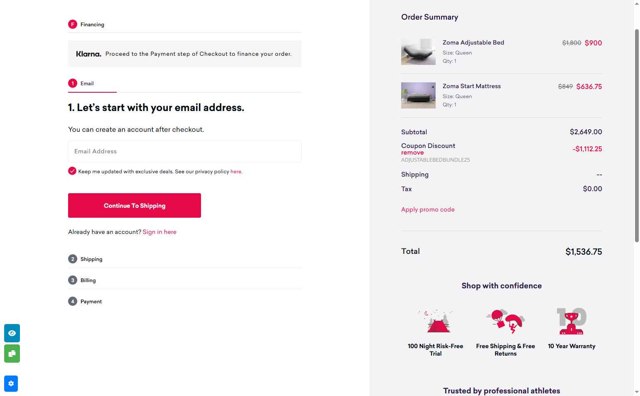 Zoma checkout page showing Zoma coupon code box | Screenshot taken by SimplyCodes community member on Aug 5, 2025