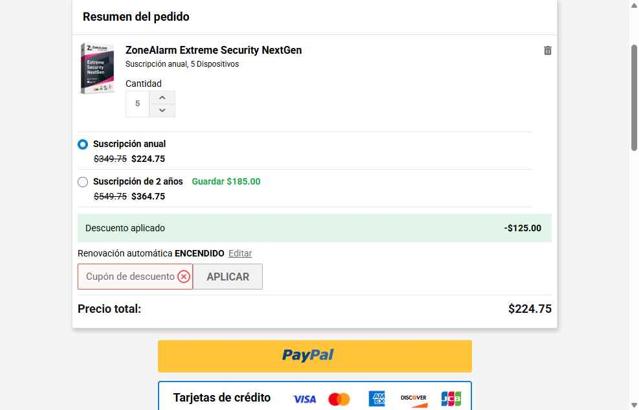 ZoneAlarm checkout page showing ZoneAlarm coupon code box | Screenshot taken by SimplyCodes community member on May 6, 2025