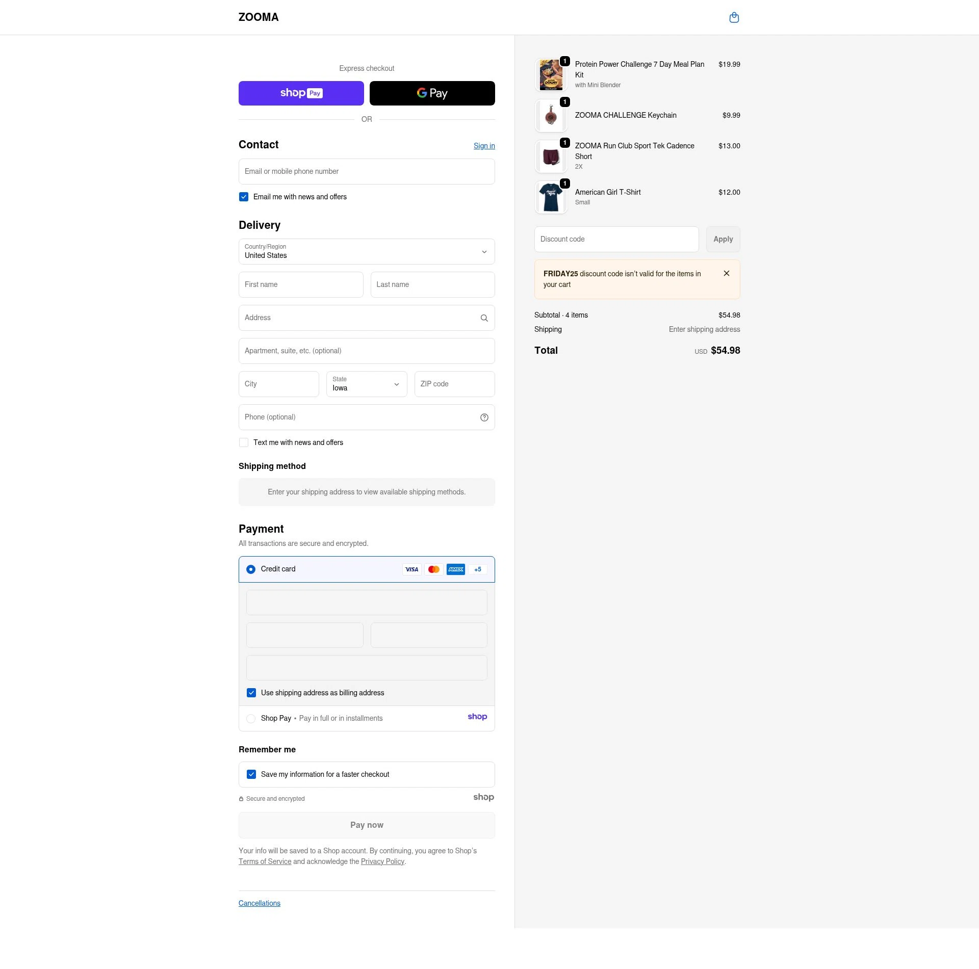 ZOOMA Women's Race Series checkout page showing ZOOMA Women's Race Series promo code box | Screenshot taken by SimplyCodes community member on Jan 12, 2026