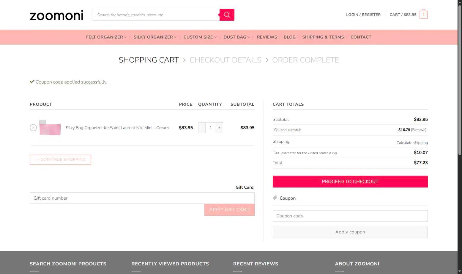Zoomoni checkout page showing Zoomoni coupon code box | Screenshot taken by SimplyCodes community member on Feb 4, 2026