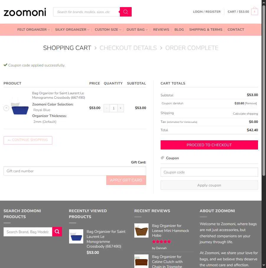 Zoomoni checkout page showing Zoomoni coupon code box | Screenshot taken by SimplyCodes community member on Feb 4, 2026