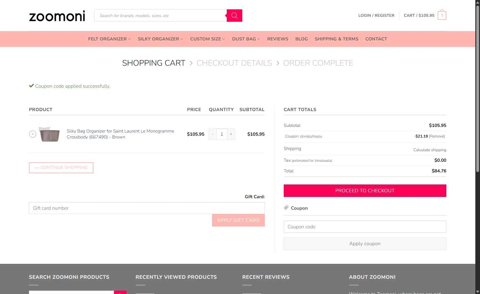 Zoomoni checkout page showing Zoomoni coupon code box | Screenshot taken by SimplyCodes community member on Feb 5, 2026