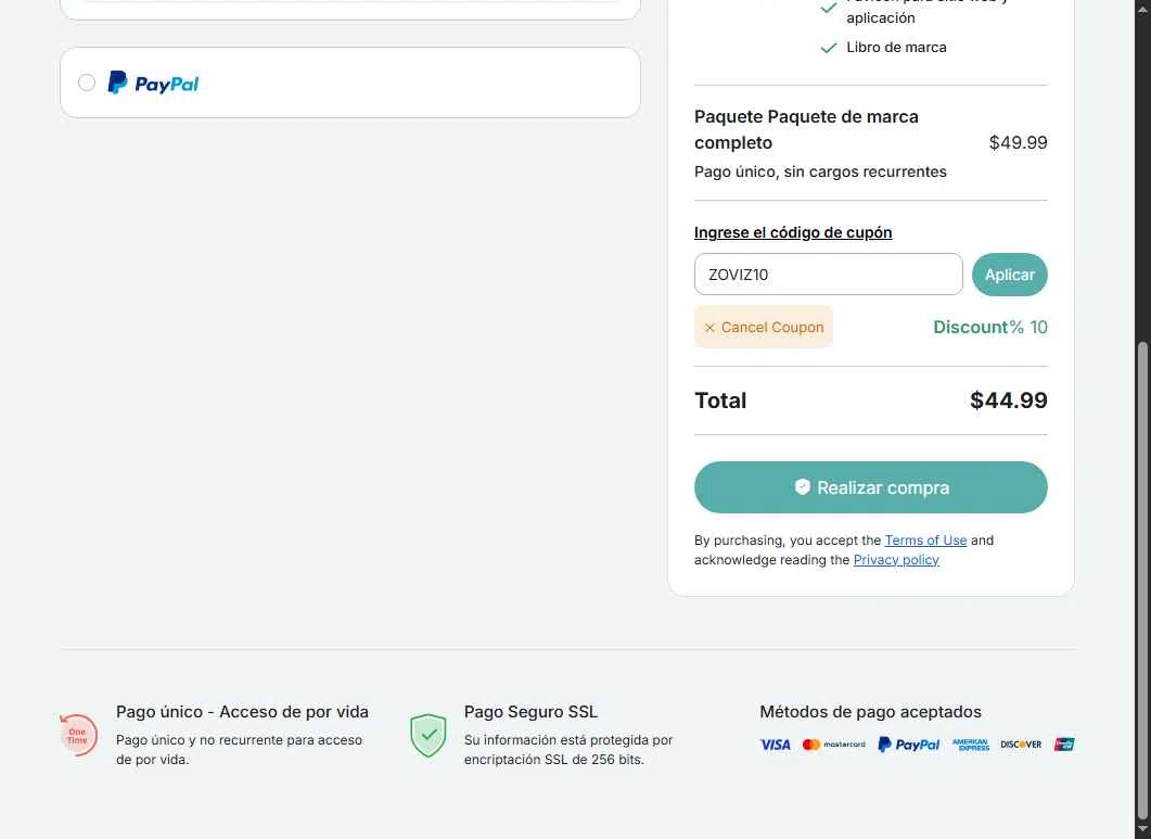 Zoviz checkout page showing Zoviz coupon code box | Screenshot taken by SimplyCodes community member on Oct 27, 2025