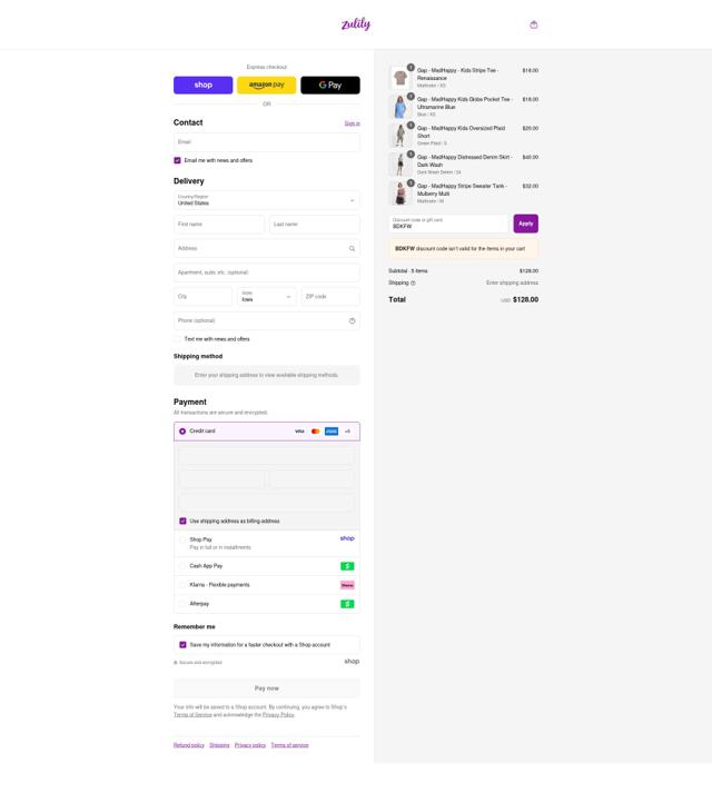 Zulily checkout page showing Zulily discount code box | Screenshot taken by SimplyCodes community member on Sep 11, 2025