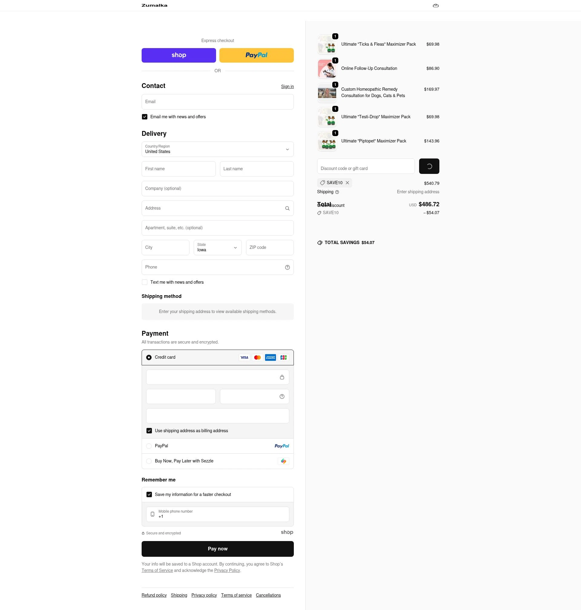 Zumalka checkout page showing Zumalka promo code box | Screenshot taken by SimplyCodes community member on Jan 8, 2026