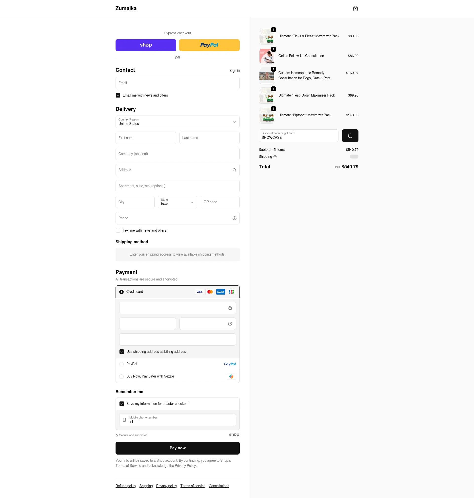 Zumalka checkout page showing Zumalka promo code box | Screenshot taken by SimplyCodes community member on Jan 8, 2026
