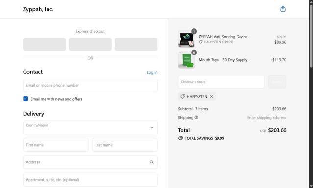 Zyppah checkout page showing Zyppah coupon code box | Screenshot taken by SimplyCodes community member on Aug 17, 2025