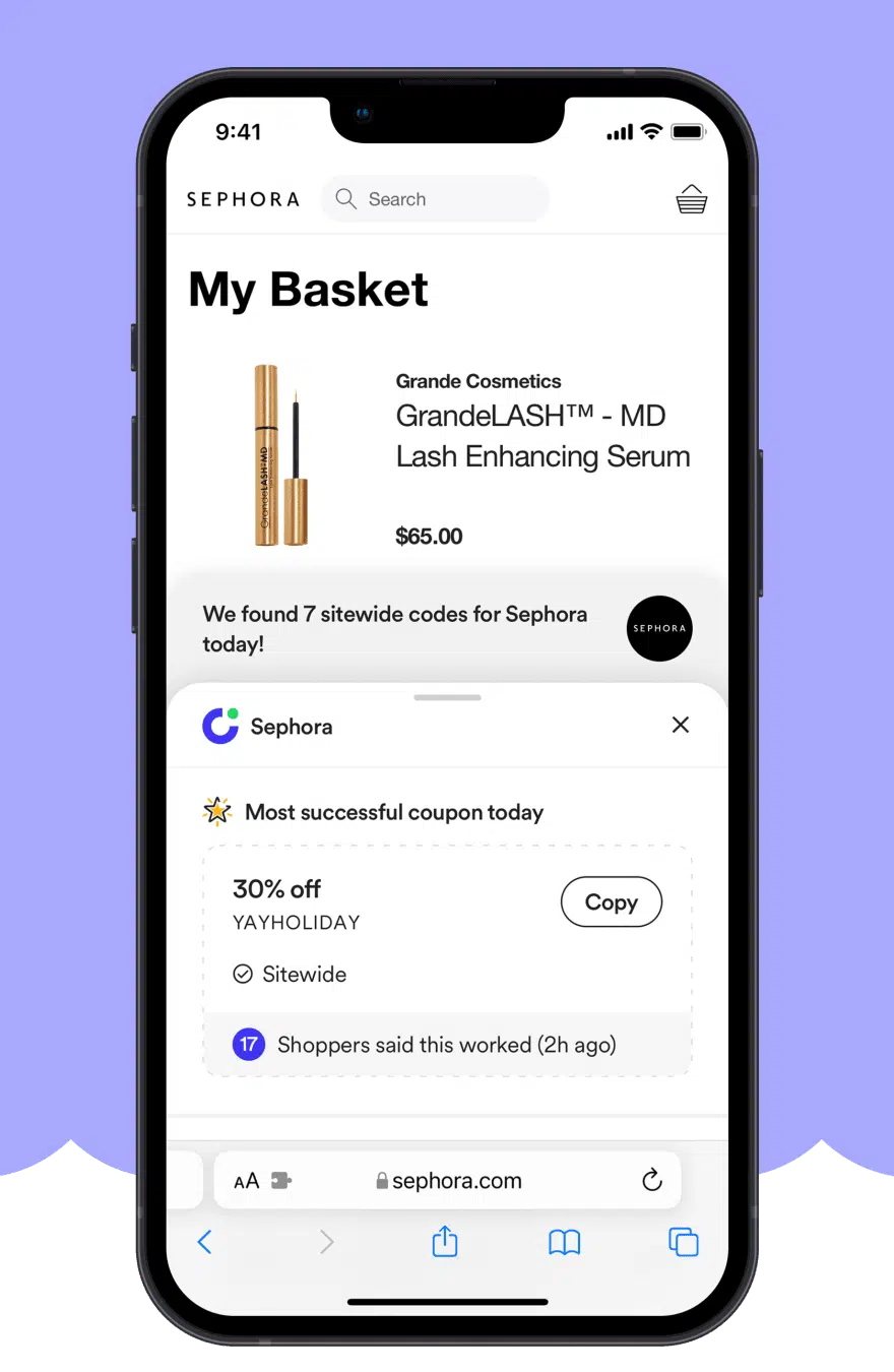 Get codes at checkout