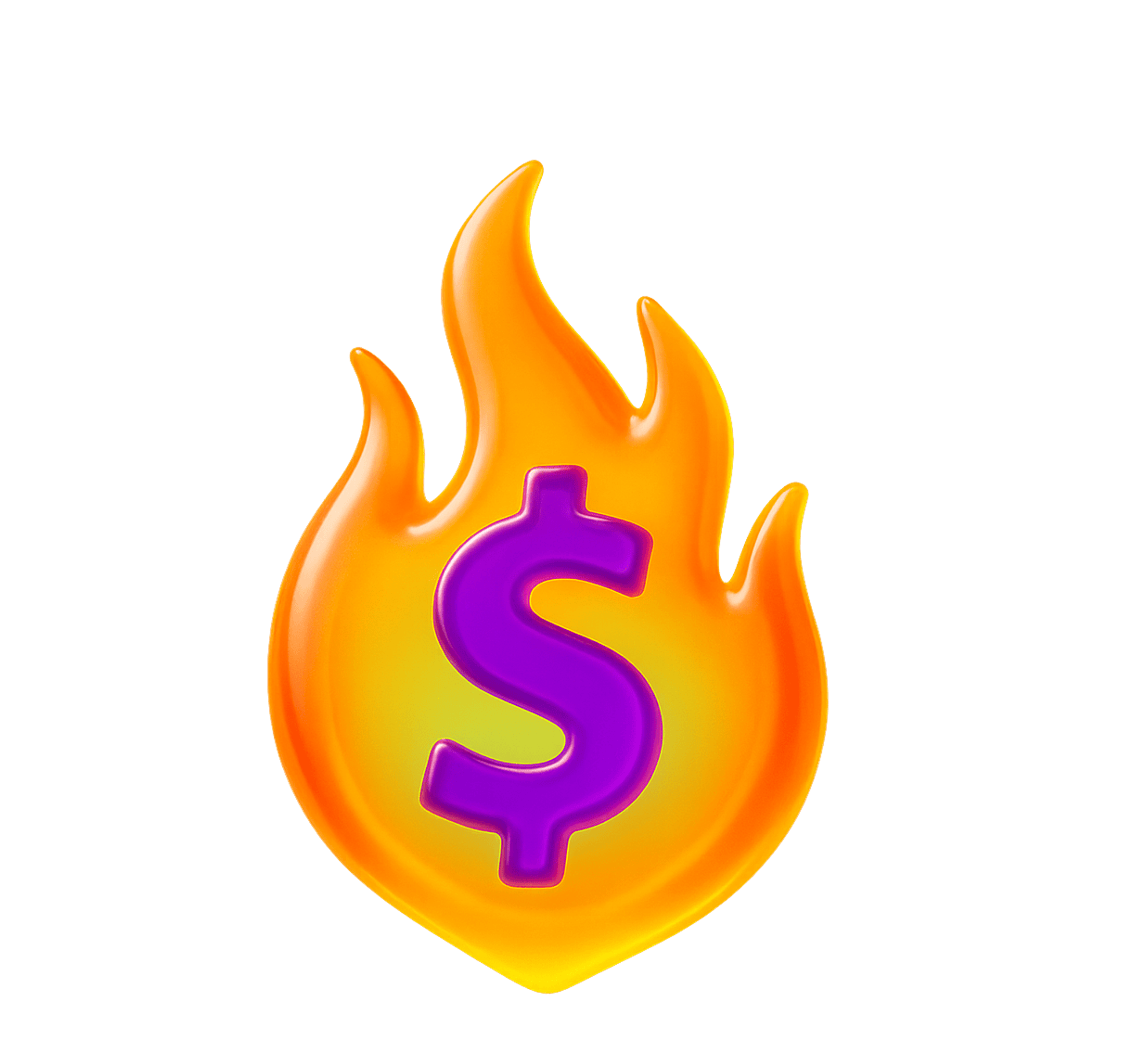 Flame illustration with a dollar sign in the center