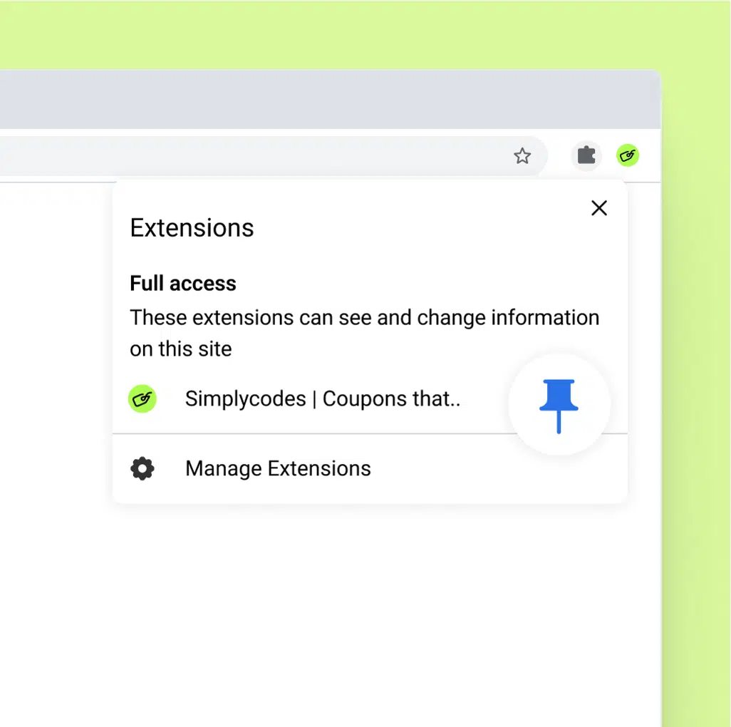 1. Pin SimplyCodes to Chrome