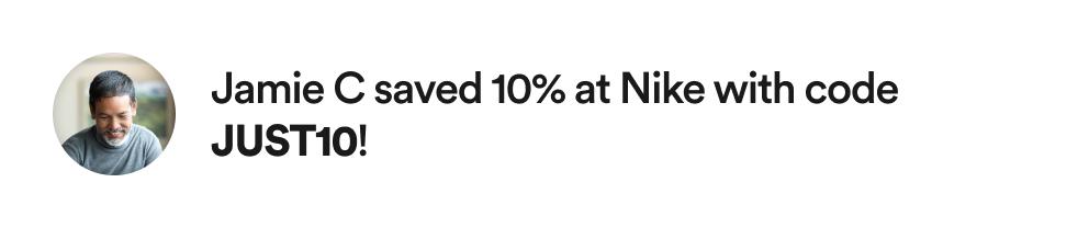 Jamie C saved 10% at Nike with code JUST10!