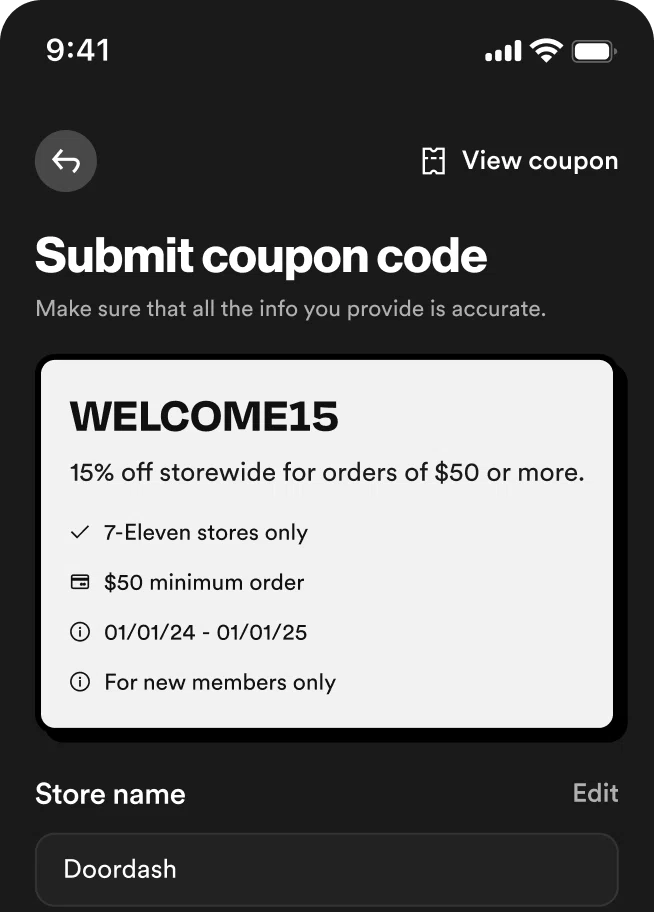 Upload coupon codes and deals for other shoppers to use.